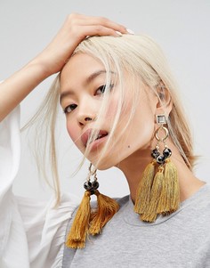 Крупные серьги с кисточками ASOS - Золотой