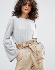 Лонгслив с оборками Vero Moda - Серый