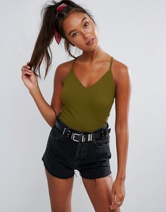 Топ в рубчик на тонких бретельках ASOS - Зеленый