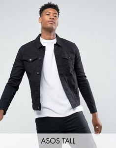 Черная джинсовая куртка скинни ASOS TALL - Черный