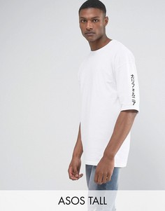 Оверсайз-футболка с принтом на рукаве ASOS TALL - Белый