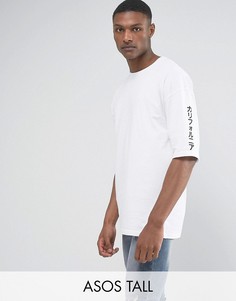 Оверсайз-футболка с принтом на рукаве ASOS TALL - Белый