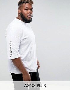 Оверсайз-футболка с принтом на рукаве ASOS PLUS - Белый