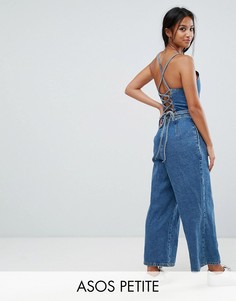 Джинсовый комбинезон со шнуровкой ASOS PETITE - Синий