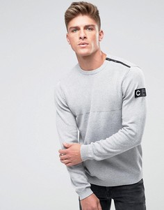 Трикотажный джемпер с нашивкой на рукаве и молнией на плече Jack &amp; Jones Core - Серый