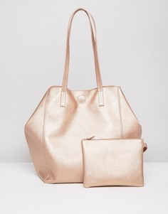 Мягкая сумка-шоппер со съемным клатчем ASOS - Золотой