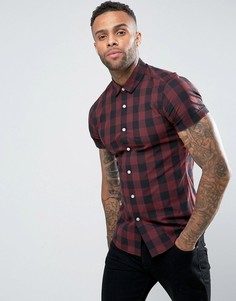 Бордовая рубашка скинни в крупную клетку ASOS - Красный