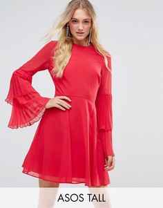 Приталенное платье мини с плиссировкой на рукавах ASOS TALL - Мульти