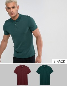 2 обтягивающих поло из ткани пике ASOS - СКИДКА - Мульти