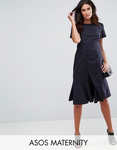 Деконструированное платье с оборкой ASOS Maternity - Темно-синий