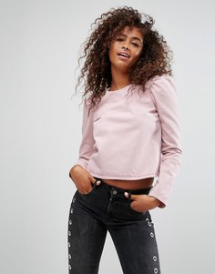 Розовый джинсовый топ с объемными плечами ASOS - Розовый