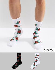 2 пары носков с принтом роз ASOS - Мульти