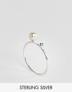 Серебряное кольцо с искусственным жемчугом ASOS - Серебряный