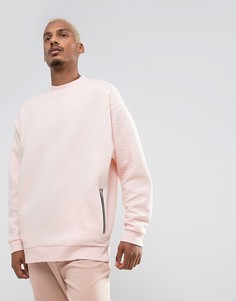 Свободный стеганый свитшот с карманами на молнии ASOS - Розовый