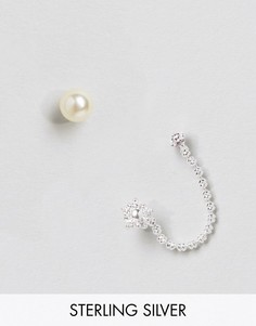 Серебряные серьги с искусственным жемчугом ASOS - Серебряный