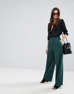 Широкие брюки со складками ASOS - Зеленый