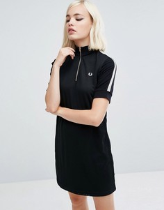 Трикотажное платье с воротником-стойкой и молнией Fred Perry - Черный