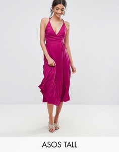 Плиссированное платье миди с запахом ASOS TALL - Мульти