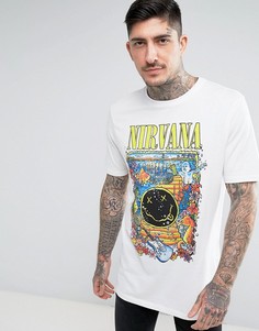 Длинная футболка с принтом Nirvana ASOS - Белый