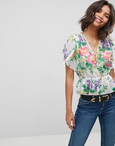 Блузка с винтажным цветочным принтом ASOS - Мульти