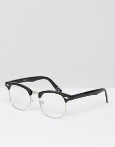 Черные очки в стиле ретро с прозрачными стеклами ASOS - Черный