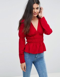 Топ с присборенной талией ASOS - Красный