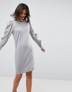 Вязаное платье с пышными плечами ASOS - Розовый