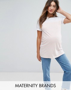 Футболка с кокеткой в полоску New Look Maternity - Оранжевый
