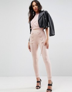 Леггинсы со шнуровкой ASOS - Розовый