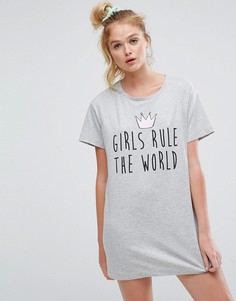 Oversize-футболка Girls Rule The World ASOS - Серый