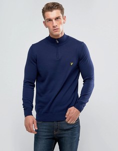 Темно-синий джемпер на молнии 1/4 с добавлением мериносовой шерсти Lyle &amp; Scott - Темно-синий