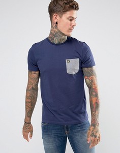 Темно-синяя футболка с контрастным карманом Lyle &amp; Scott - Темно-синий
