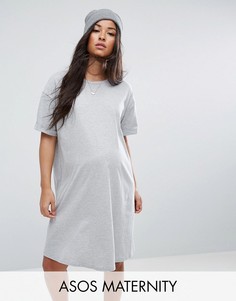 Платье-футболка с закатанными рукавами ASOS Maternity - Серый