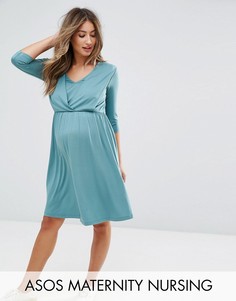 Платье с драпировкой ASOS Maternity NURSING - Зеленый