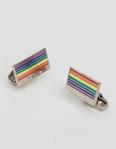 Серебристые запонки с логотипом в полоску Paul Smith - Серебряный