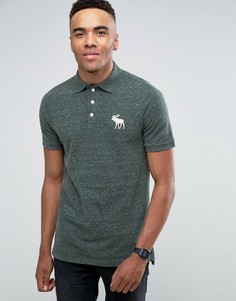 Зеленая меланжевая футболка-поло из пике Abercrombie &amp; Fitch - Зеленый
