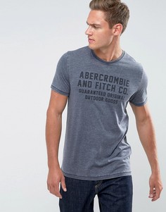 Темно-синяя облегающая футболка с логотипом Abercrombie &amp; Fitch - Темно-синий