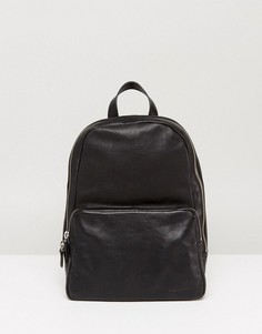 Черный маленький кожаный рюкзак Vagabond - Черный