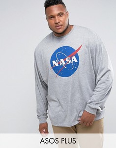 Оверсайз-футболка с рукавами летучая мышь ASOS PLUS NASA - Серый