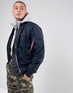 Темно-синий бомбер с трикотажным капюшоном Alpha Industries MA-1 D-Tec - Темно-синий