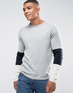 Вязаный джемпер с полосками на рукавах Jack &amp; Jones Originals - Серый