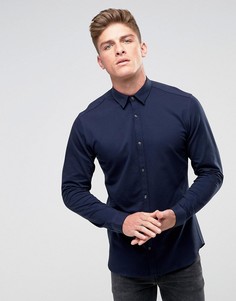 Трикотажная рубашка узкого кроя Jack &amp; Jones Premium - Темно-синий