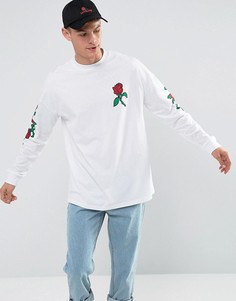 Оверсайз-лонгслив с принтом на груди ASOS - Белый