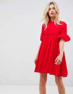 Свободное платье со сборками ASOS - Красный