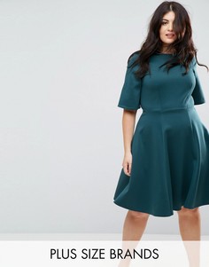 Короткое приталенное платье с рукавами-кимоно Closet London Plus - Синий