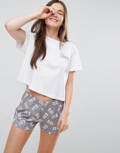 Пижамный комплект с вышивкой Sleepy ASOS - Мульти