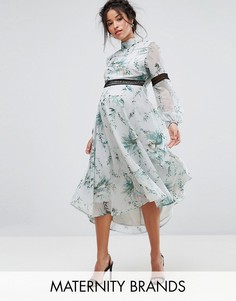Платье миди с открытой спиной и кружевными вставками Hope &amp; Ivy Maternity - Мульти