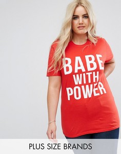 Футболка с принтом Babe With Power Boohoo Plus - Красный