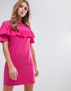 Свободное платье-футболка с оборкой Nobodys Child - Розовый