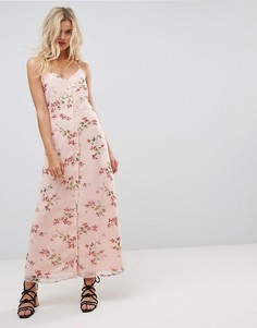 Платье макси на пуговицах с цветочным принтом ASOS - Мульти